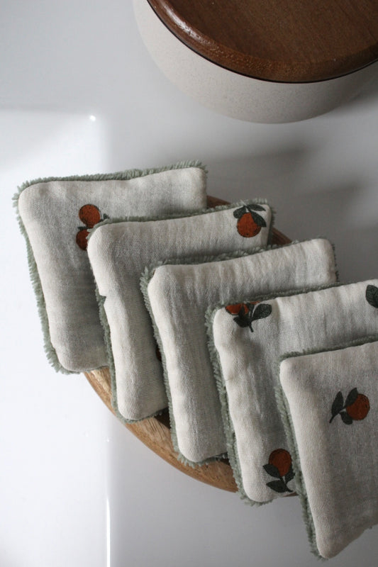 Lot de 5 cotons lavables oranges