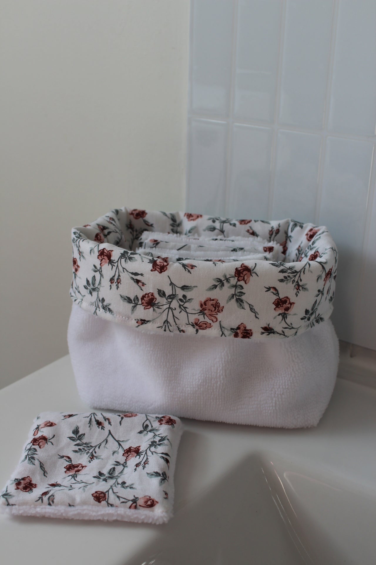 Panier de rangement + 5 cotons lavables nature