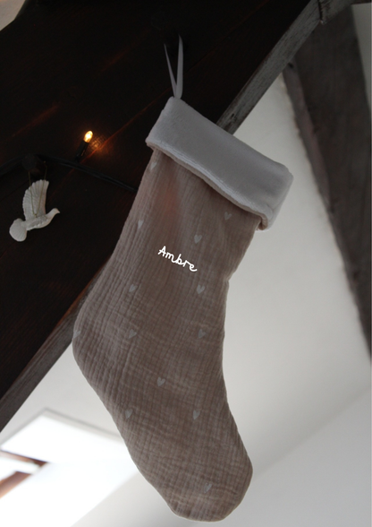 Chaussette de noël brodée