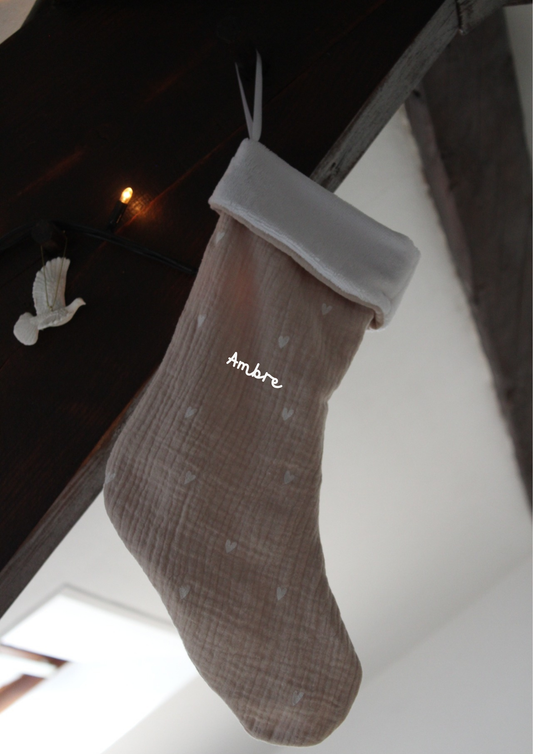 Chaussette de noël brodée