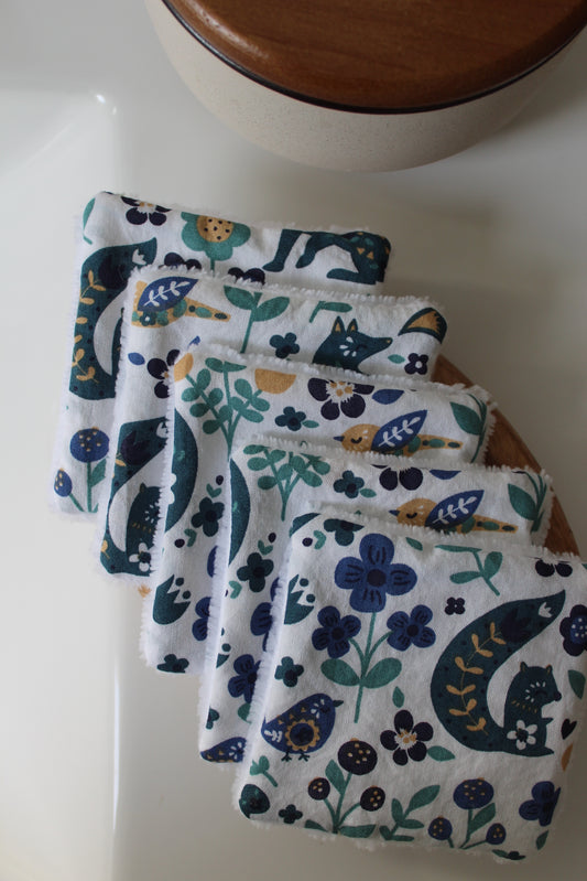 Lot de 5 cotons lavables écureuils