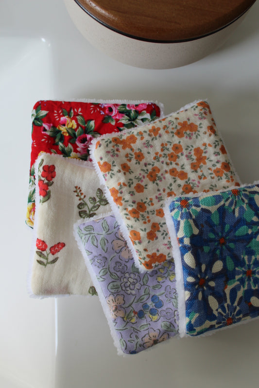 Lot de 5 cotons lavables colorés