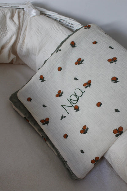 Couverture personnalisée avec broderie (plusieurs choix de tissus)