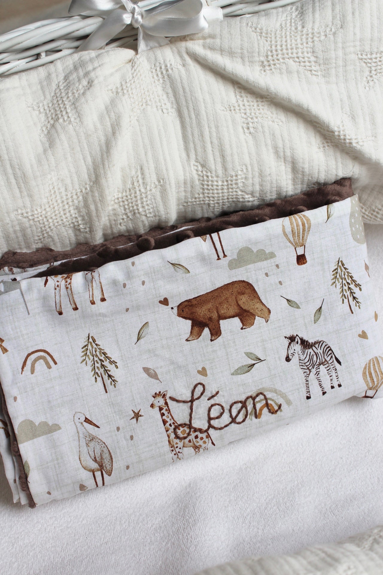 Couverture personnalisée avec broderie (plusieurs choix de tissus)