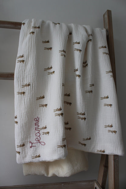 Couverture personnalisée avec broderie (plusieurs choix de tissus)