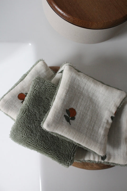 Lot de 5 cotons lavables oranges