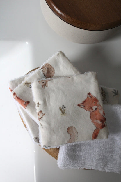 Lot de 5 cotons lavables animaux