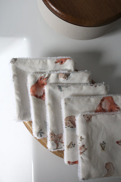 Lot de 5 cotons lavables animaux