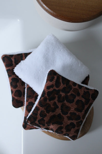 Lot de 5 cotons lavables léopard