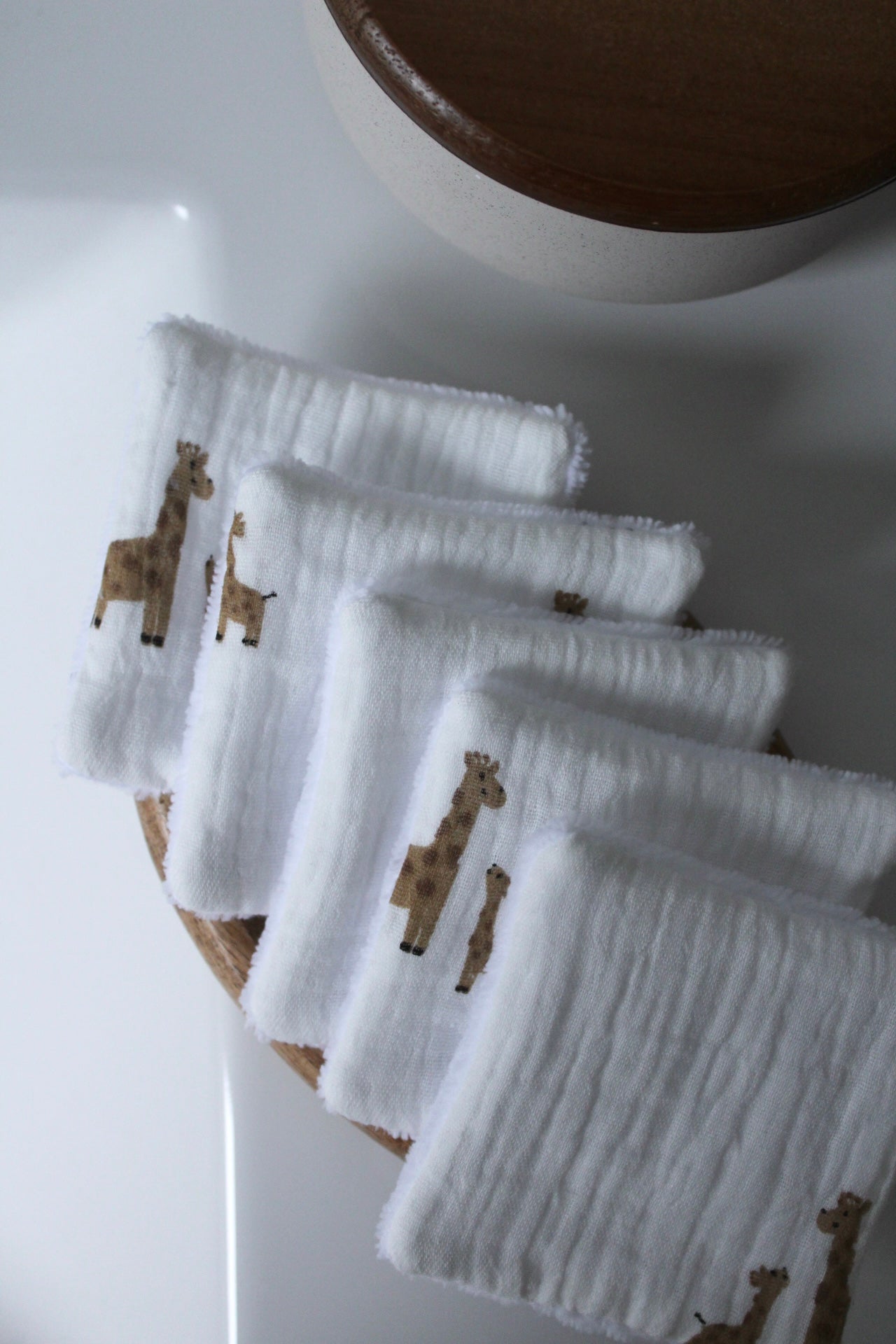 Lot de 5 cotons lavables girafe