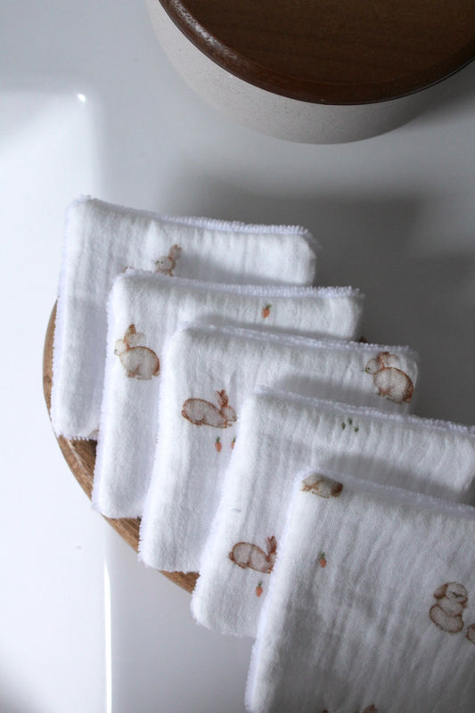 Lot de 5 cotons lavables lapin