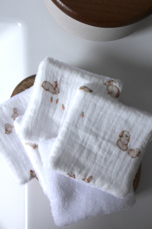Lot de 5 cotons lavables lapin