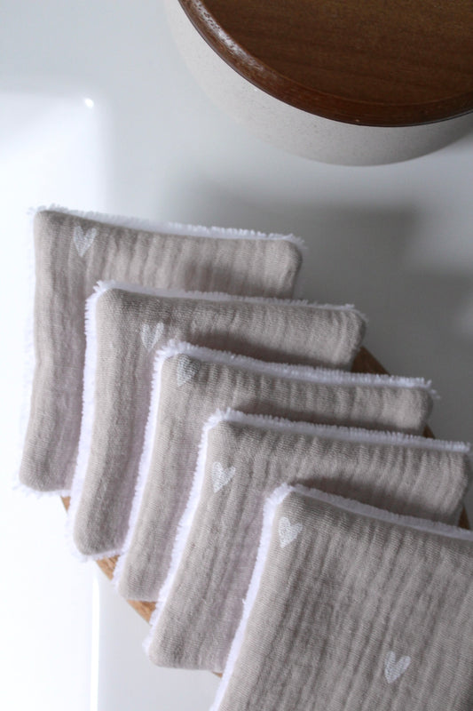 Lot de 5 cotons lavables coeur