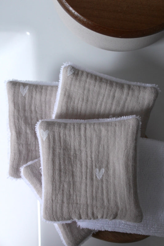 Lot de 5 cotons lavables coeur