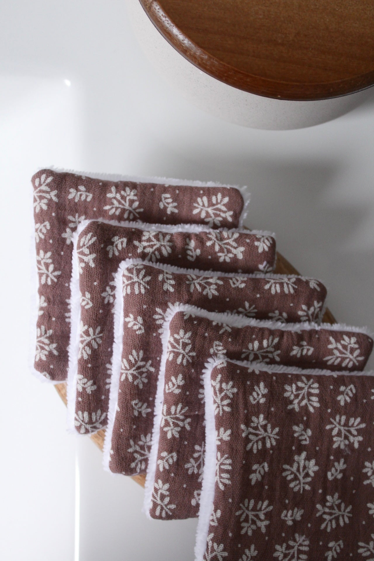 Lot de 5 cotons lavables feuilles