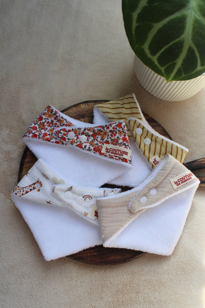 Lot de 3 bavoirs bandana à personnaliser (choix des tissus)