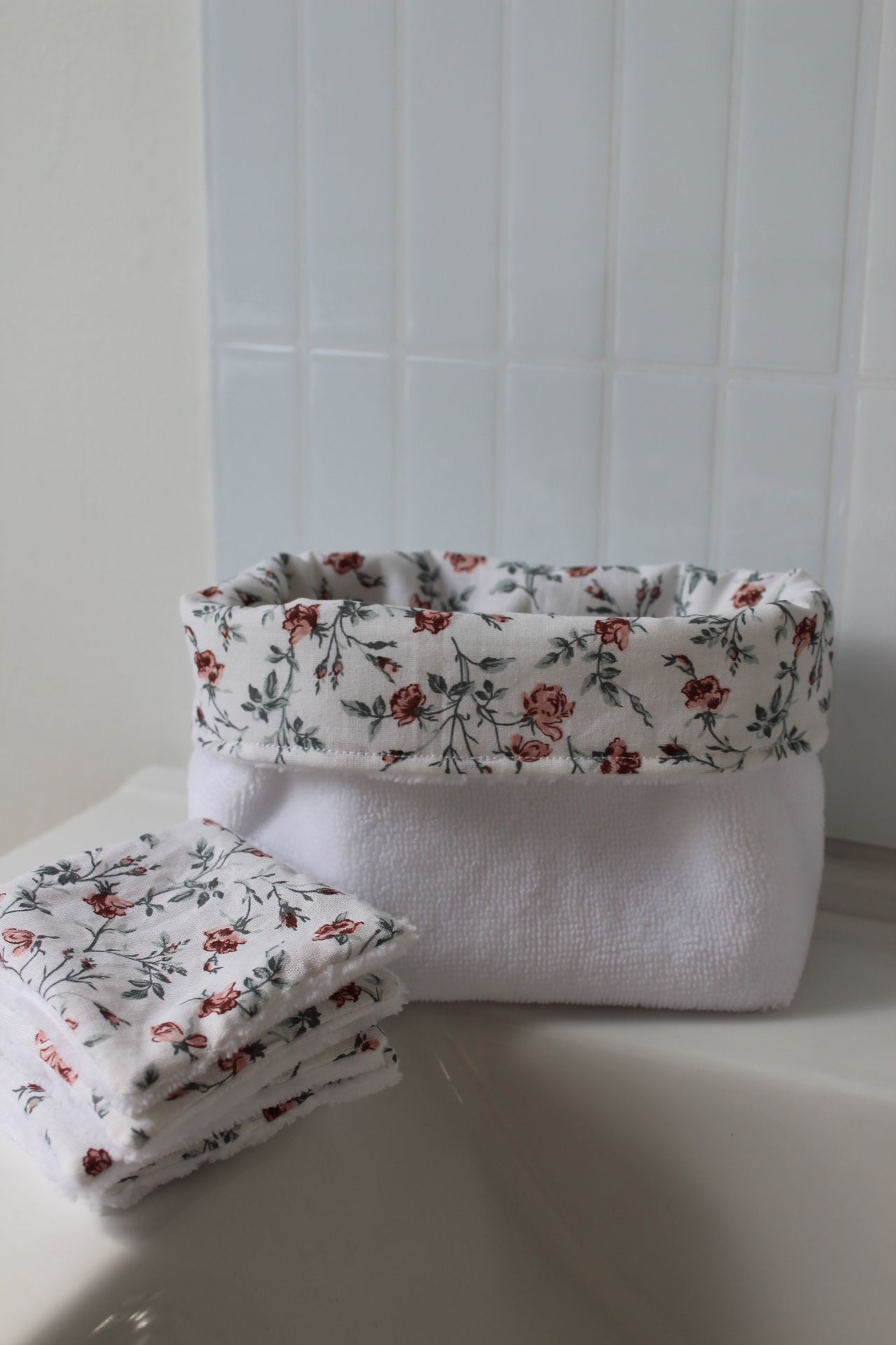 Panier de rangement + 5 cotons lavables nature