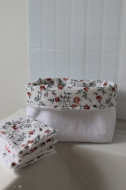 Panier de rangement + 5 cotons lavables nature