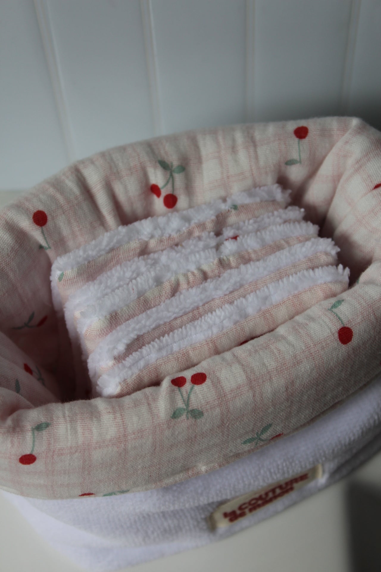 Panier de rangement + 5 cotons lavables cerises