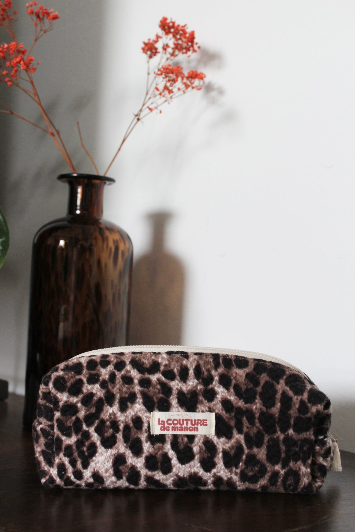 Trousse mini léopard rouge