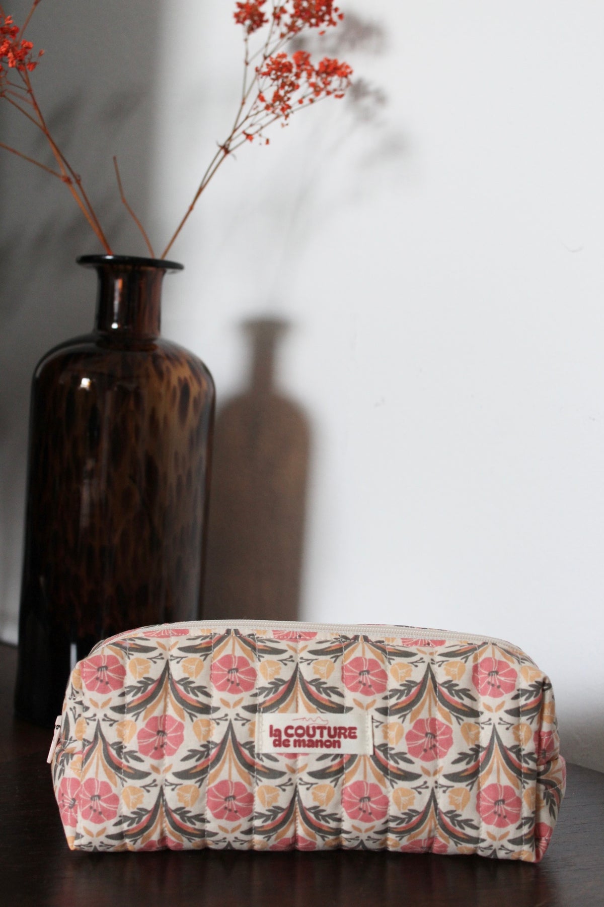 Trousse mini fleurs roses