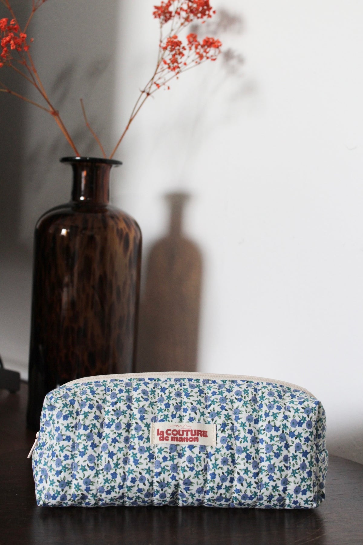 Trousse mini fleurs bleues