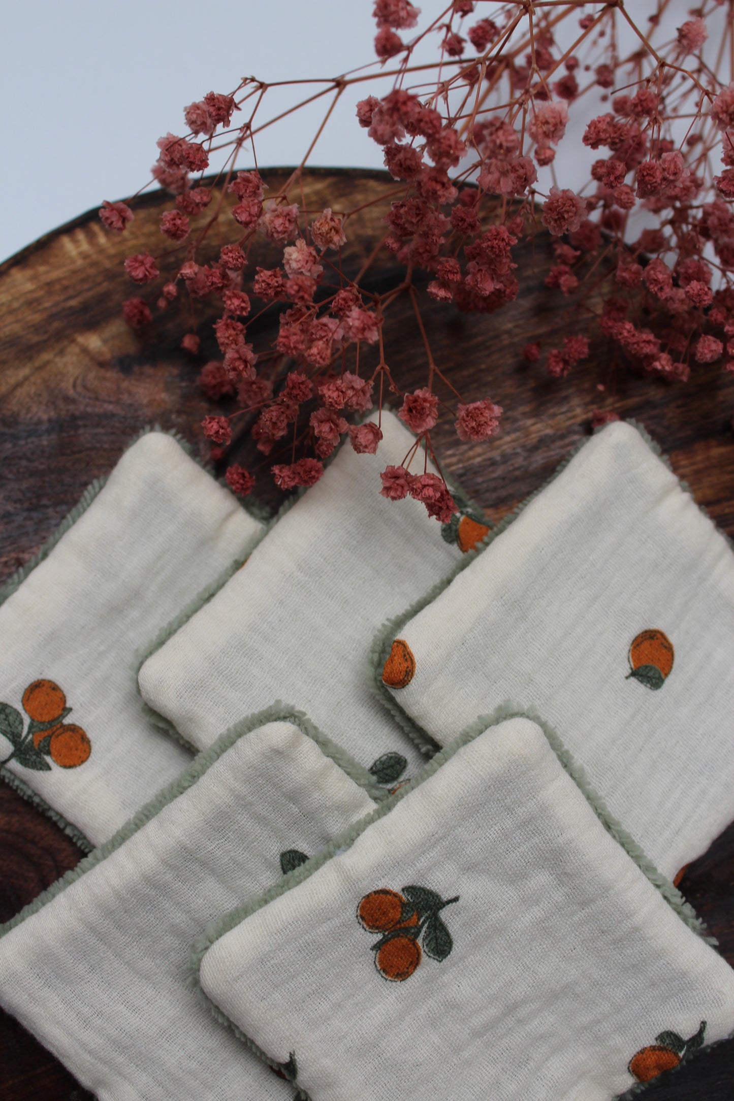 Lot de 5 cotons lavables oranges